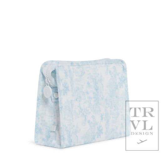 Roadie Medium - Bunny Toile Blue Zip Pouch