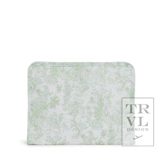 Roadie Medium - Bunny Toile Green Zip Pouch