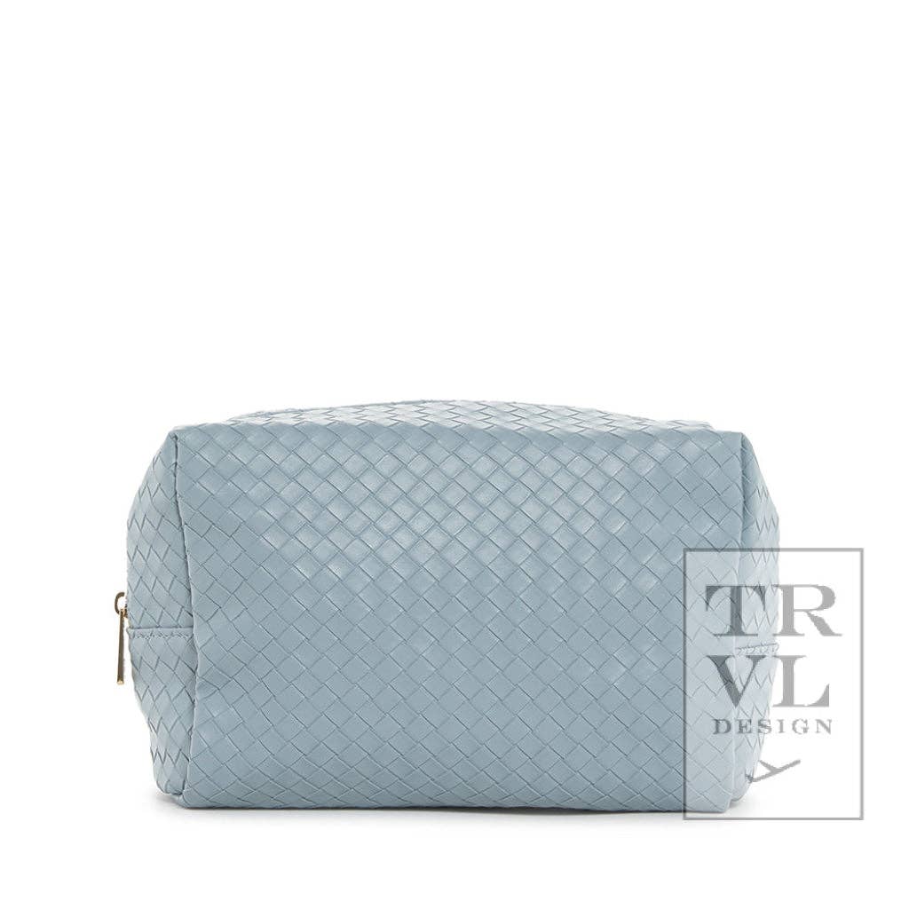 Luxe Everyday Cosmetic Bag - Woven Bleu