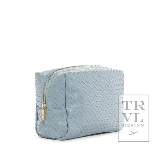 Luxe Everyday Cosmetic Bag - Woven Bleu