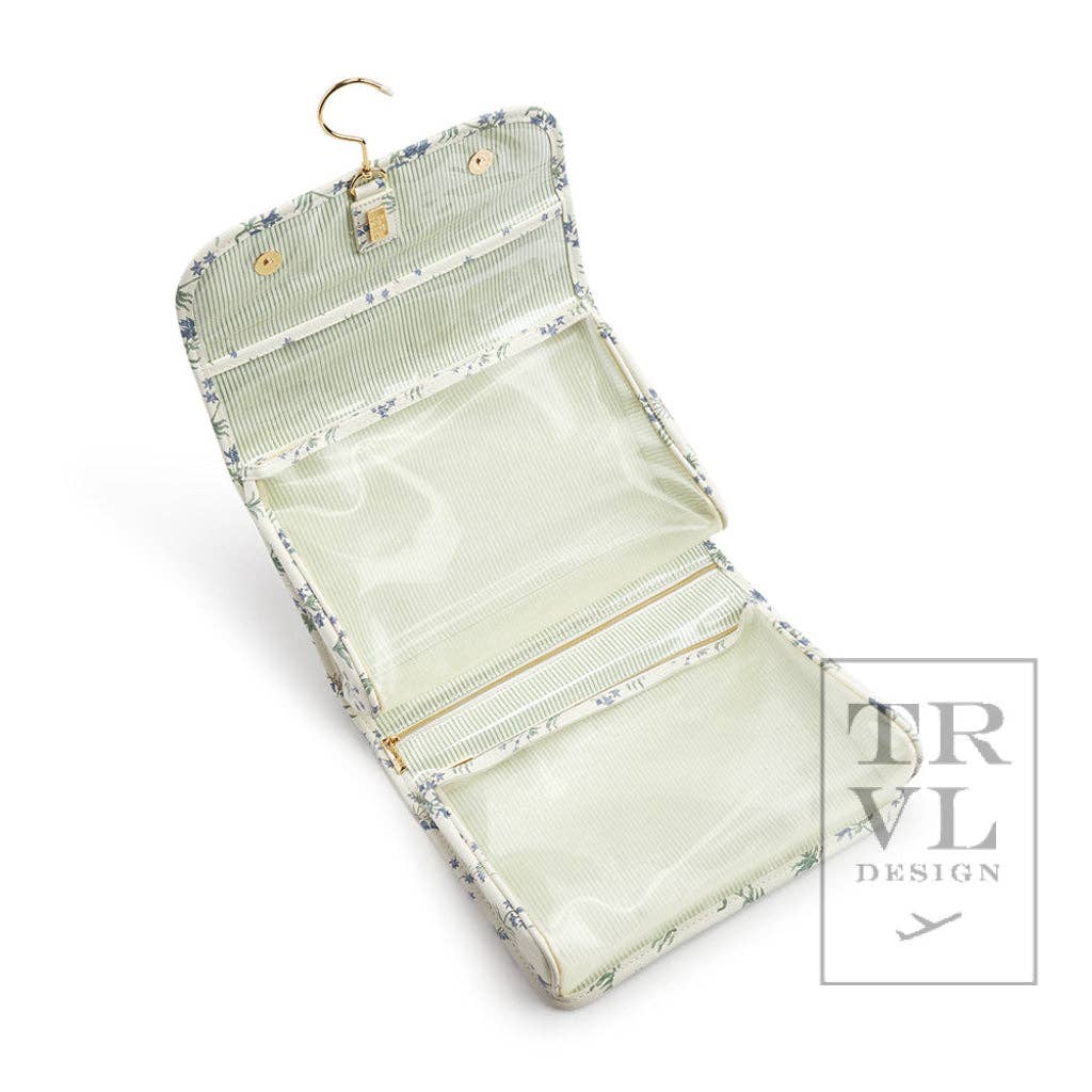 Luxe Hanging Toiletry Case Provence With Green Pinstripe