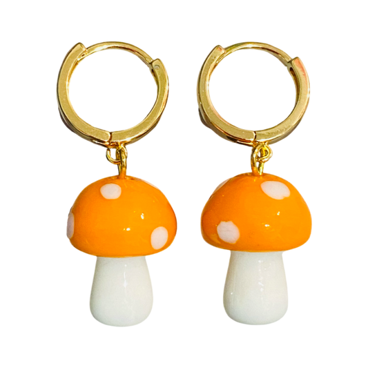 Mushroom Earrings Orange