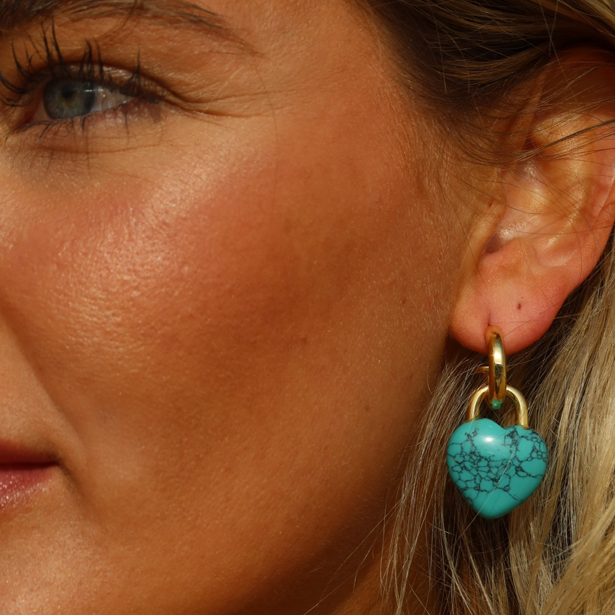 Semi Precious Heart Locket Earrings