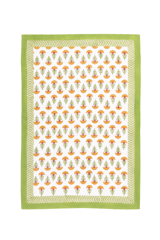Green Buti Blockprint Dish Towel