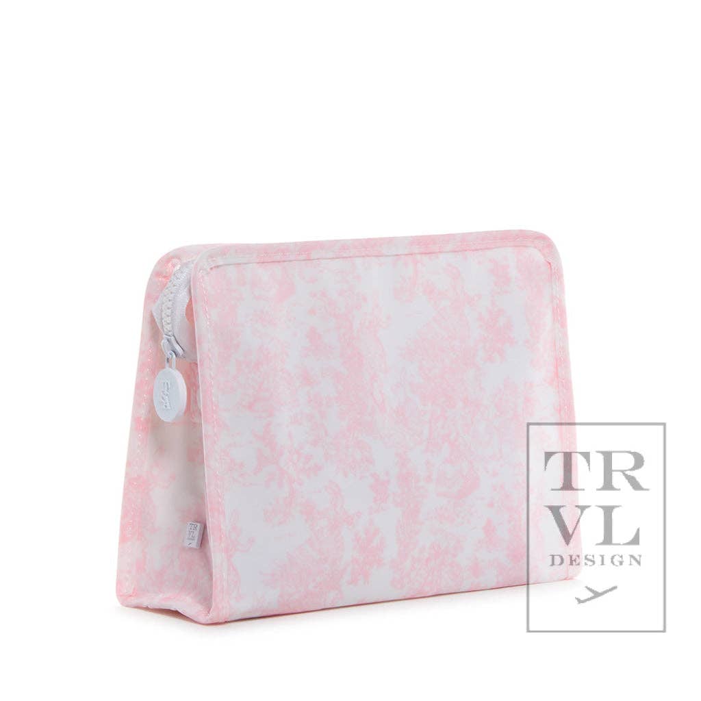 Roadie Medium - Bunny Toile Pink Zip Pouch