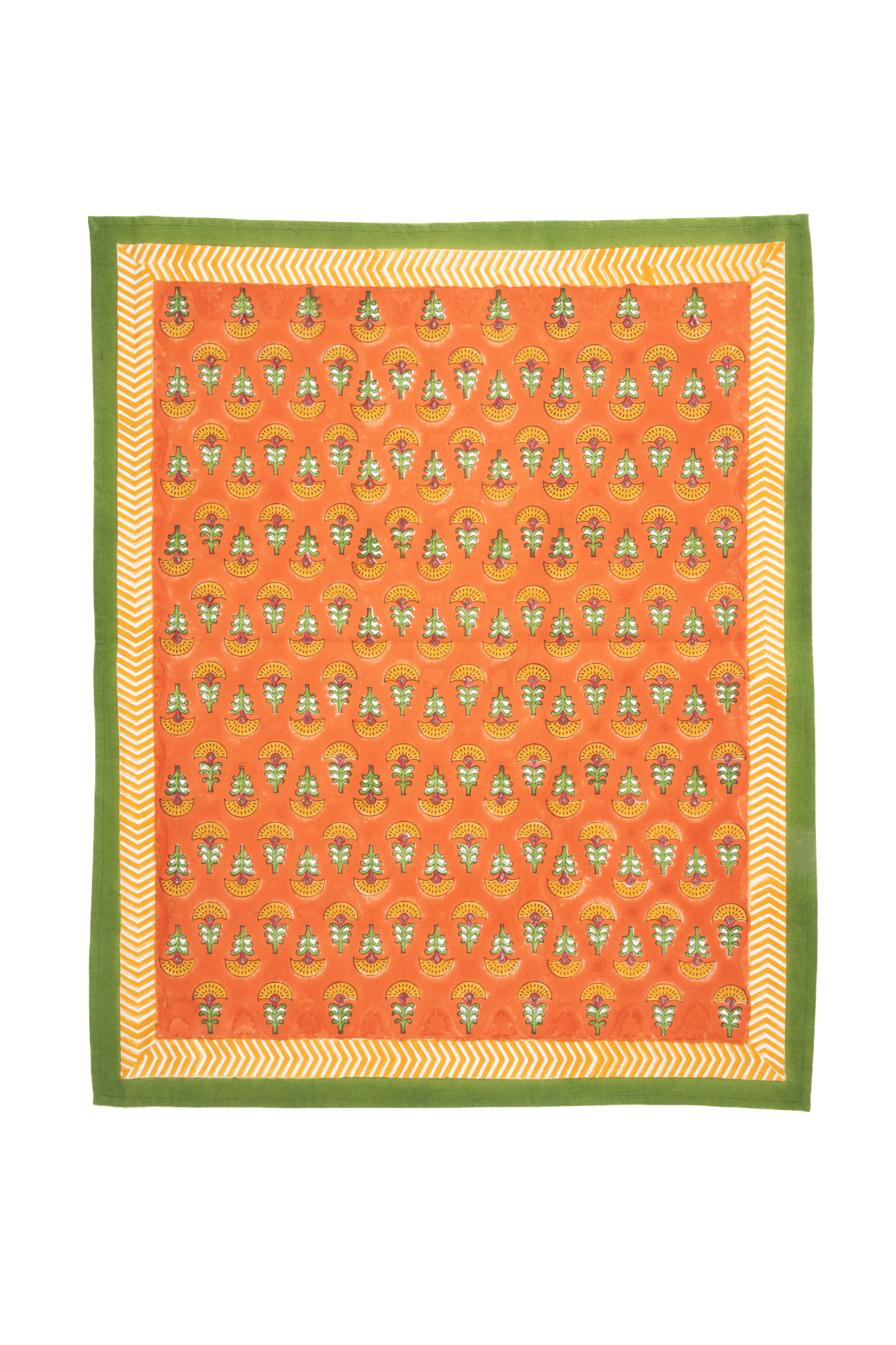 Orange Buti Blockprint Dish Towel