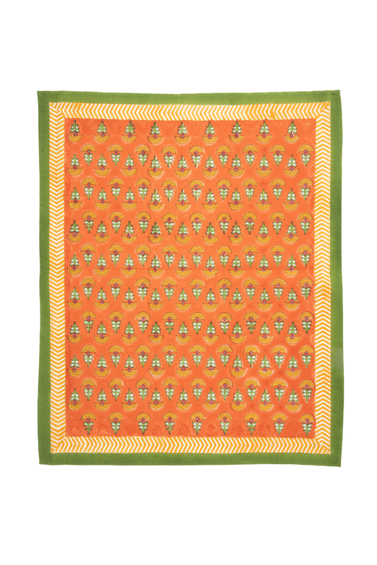 Orange Buti Blockprint Dish Towel