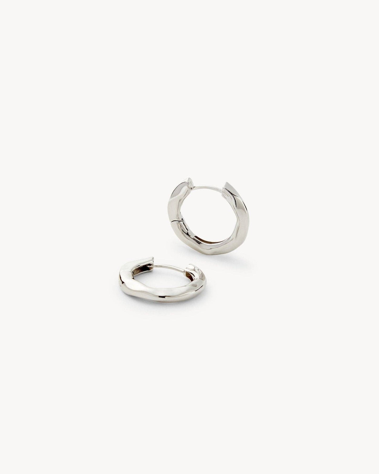 Petite Wavy Hoops in Silver