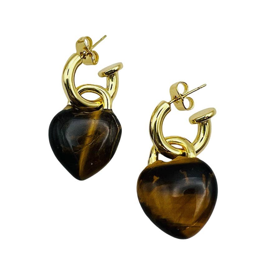 Semi Precious Heart Locket Earrings