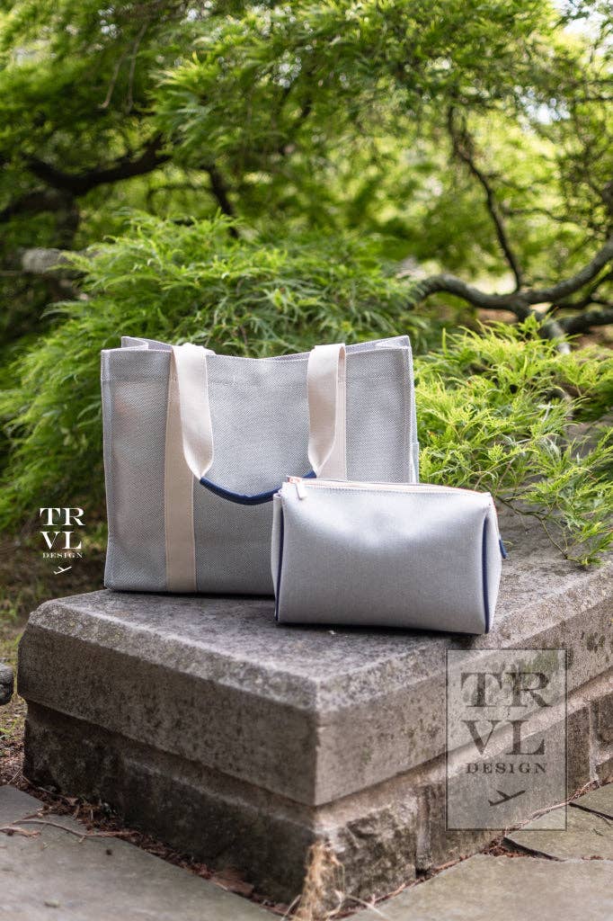 Luxe Linen Xl Runaround Tote - Admiral Blue-Navy
