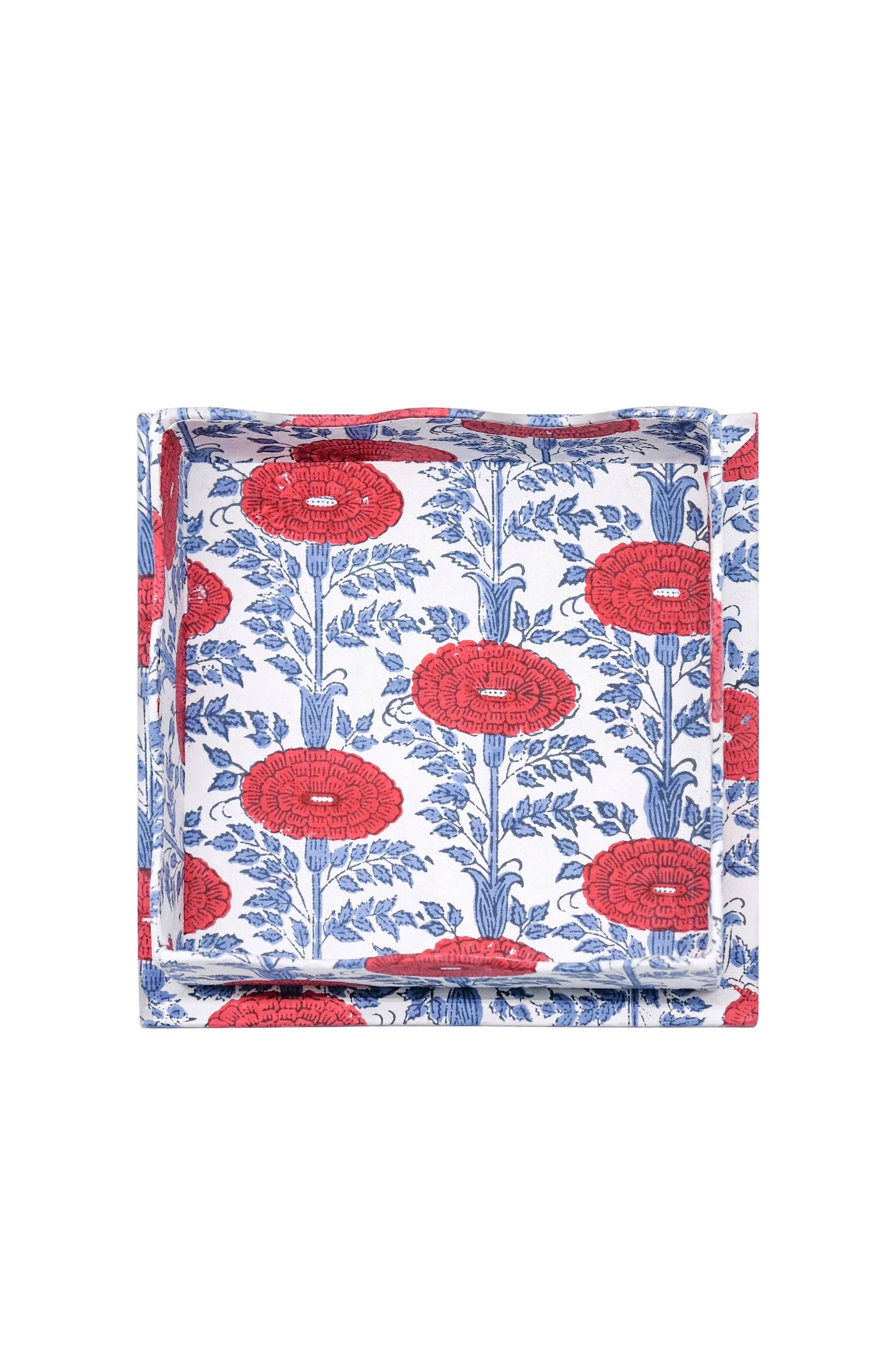 Trinket Cocktail Napkin Tray in Araminta Blockprint