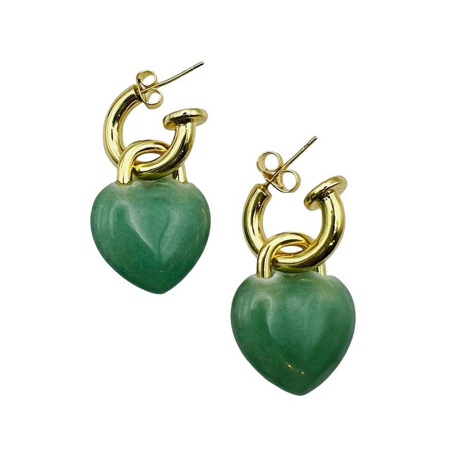 Semi Precious Heart Locket Earrings