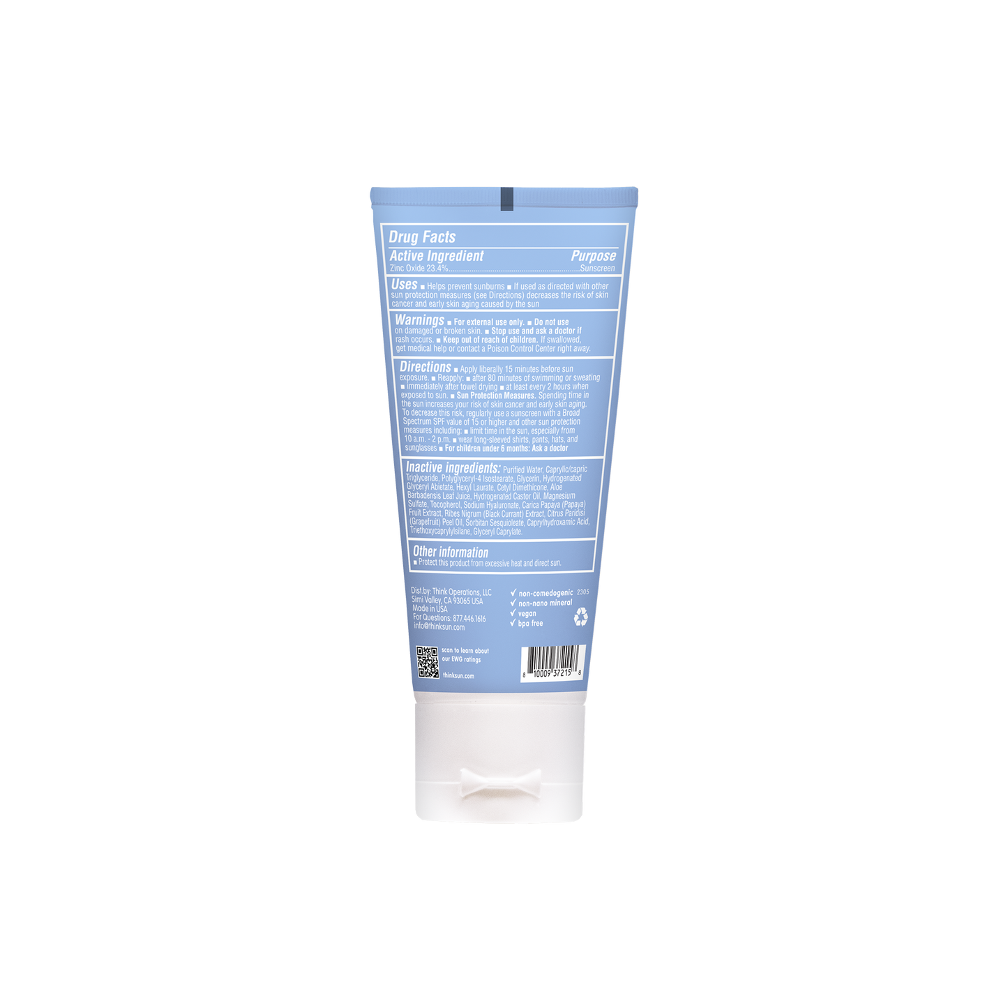 Think Sport SPF 50 Clear Zinc Active Face, EWG #2