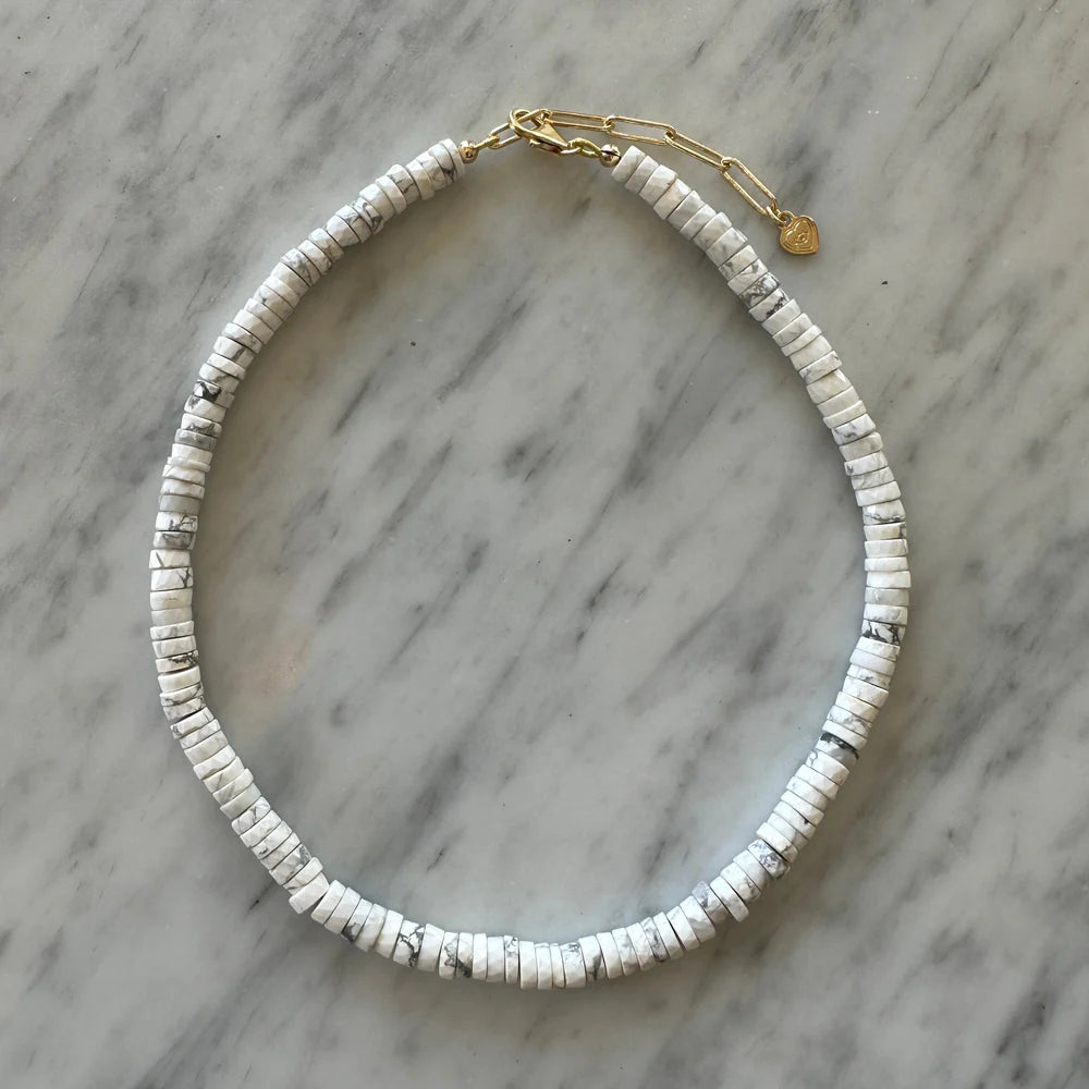 Howlite Wheel Gemstone Necklace
