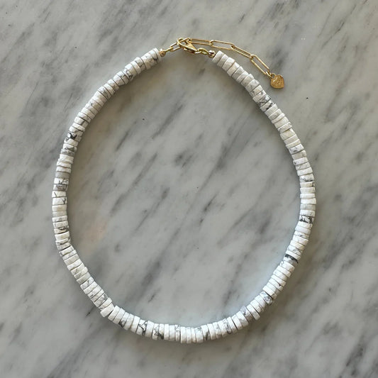 Howlite Wheel Gemstone Necklace