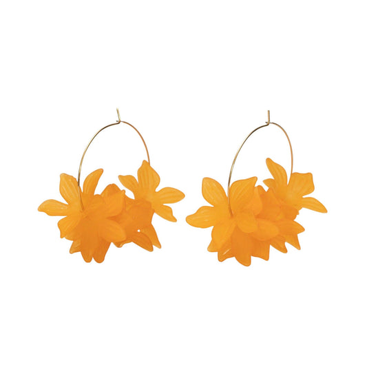 Floral Hoop Orange Earrings