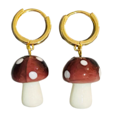 Mushroom Earrings Brown